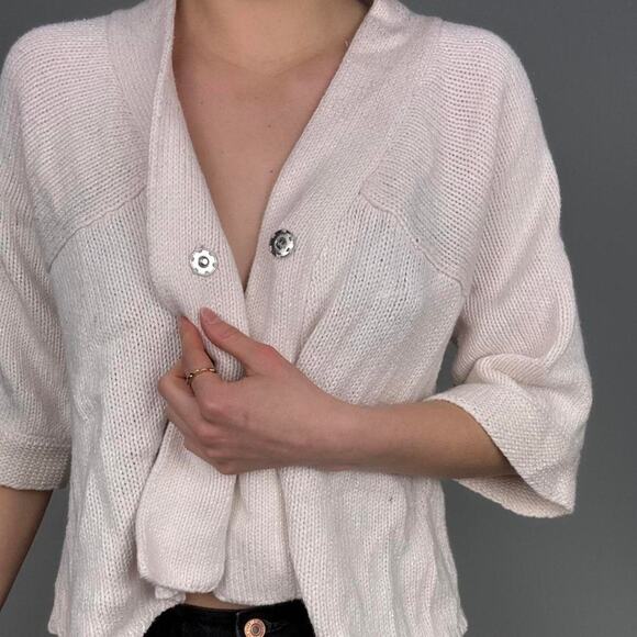 Cream knitted big button cardigan - size medium from express - Picture 7 of 8